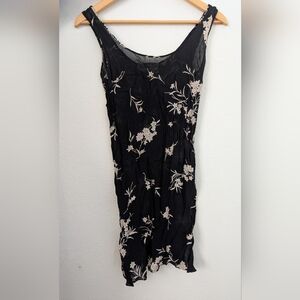 MaxMara Black Slip Dress with Cream Floral Accents